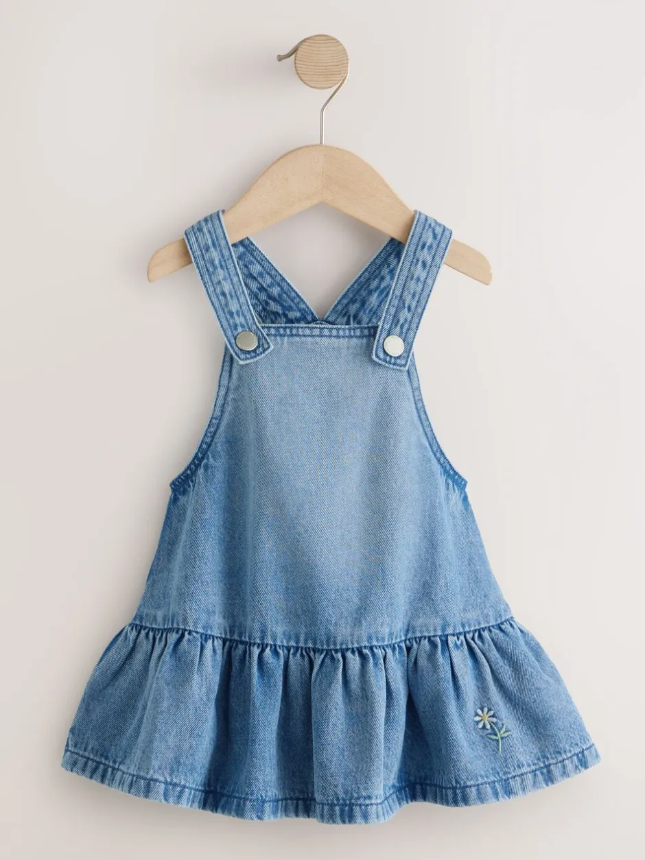 Jurken|Next Middenblauw denim - Peplum Pinafore Dress (3mths-8yrs)