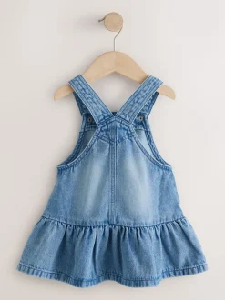 Jurken|Next Middenblauw denim - Peplum Pinafore Dress (3mths-8yrs)
