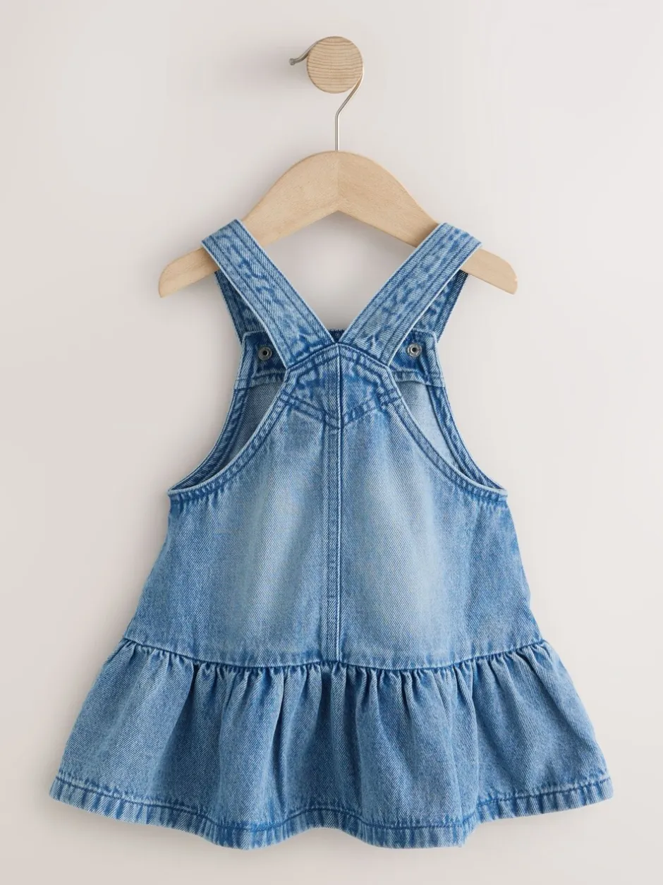 Jurken|Next Middenblauw denim - Peplum Pinafore Dress (3mths-8yrs)