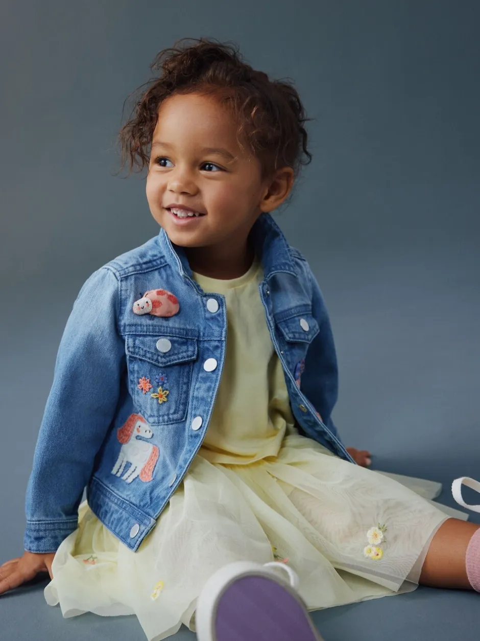 Jassen, Jacks En Kinderwagenpakjes|Jassen En Jacks*Next Middenblauw denim - Unicorn Embroidered Western Jacket (3mths-7yrs)