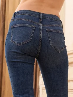 Jeans|Moederschap|Seraphine - Premium Slim-Fit Zwangerschapsjeans van Biologisch Katoen Onder de Buik Middenblauw met wassing