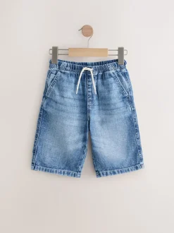 Shorts|Next - Bermuda denim shorts met elastische taille verpakking van 2 (3 - 16 jr) Middenblauw/zwart