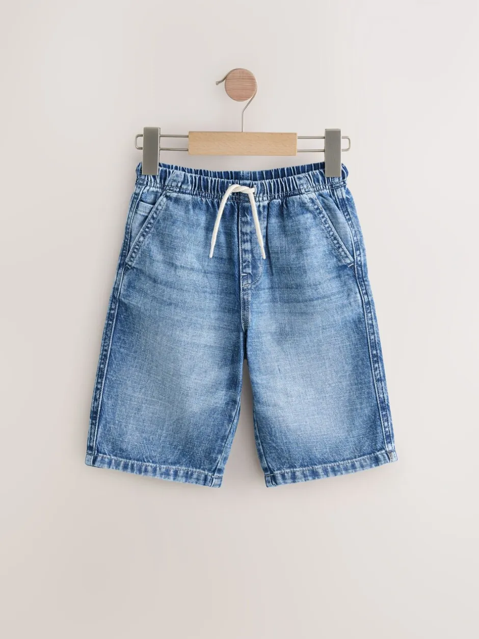 Shorts|Next - Bermuda denim shorts met elastische taille verpakking van 2 (3 - 16 jr) Middenblauw/zwart