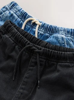 Shorts|Next - Bermuda denim shorts met elastische taille verpakking van 2 (3 - 16 jr) Middenblauw/zwart