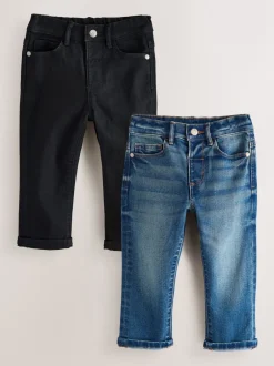 Jeans En Joggingbroeken|Jeans*Next Middenblauw/zwart denim - 2 Pack Regular Fit Comfort Stretch Jeans (3mths-7yrs)