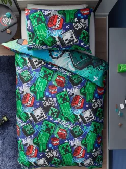 Kinderbeddengoed|Beddengoedsets En Dekbedovertrekken|Next Minecraft eenpersoons dekbedovertrek en kussensloopset