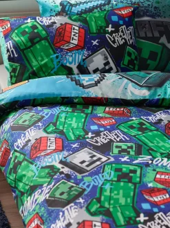 Kinderbeddengoed|Beddengoedsets En Dekbedovertrekken|Next Minecraft eenpersoons dekbedovertrek en kussensloopset
