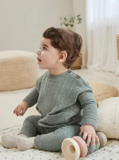 Sets En Combisets|Truien En Breisels*Next - Babyset met gebreide trui en legging van 100% katoen met textuur (0mnd -3jr) Mineraal