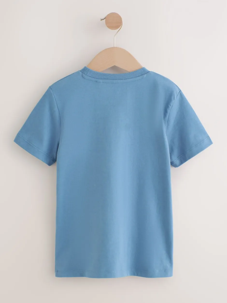 T-Shirts|Tops|Next Mineraalgroen/blauw - T-shirts met korte mouwen en geborduurd rendier, verpakking van 4 (3-16jr)