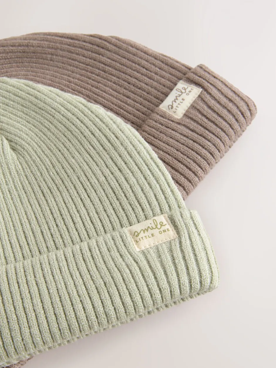 Mutsjes En Antikrabwantjes|Mutsen, Handschoenen En Sjaals|Next - 2 Pack Baby Beanie Mutsen (0mnd -2jr) Mineraalkleurig