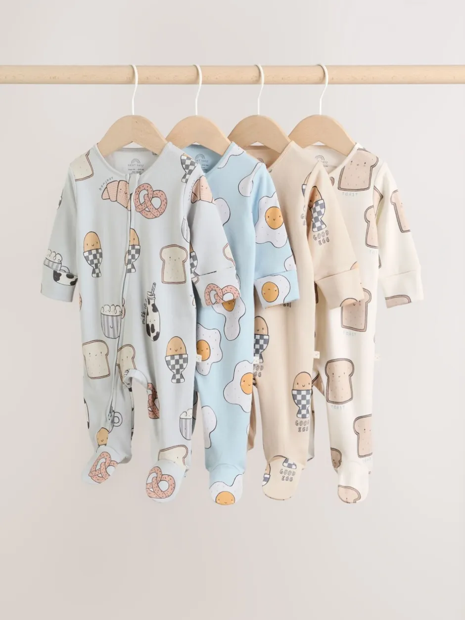 Multipacks|Babypakjes En Babypyjama's|Next Mineraalkleurig - 4 Pack Baby-pyjama's met tweewegrits (0mnd -2jr)