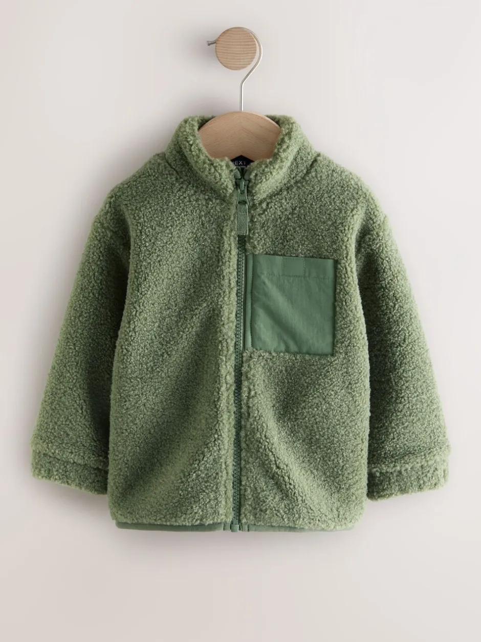 Truien En Breisels|Jassen, Jacks En Kinderwagenpakjes*Next Mineraalkleurig - Effen fleece met rits en trechterhals (3mnd-7jr)