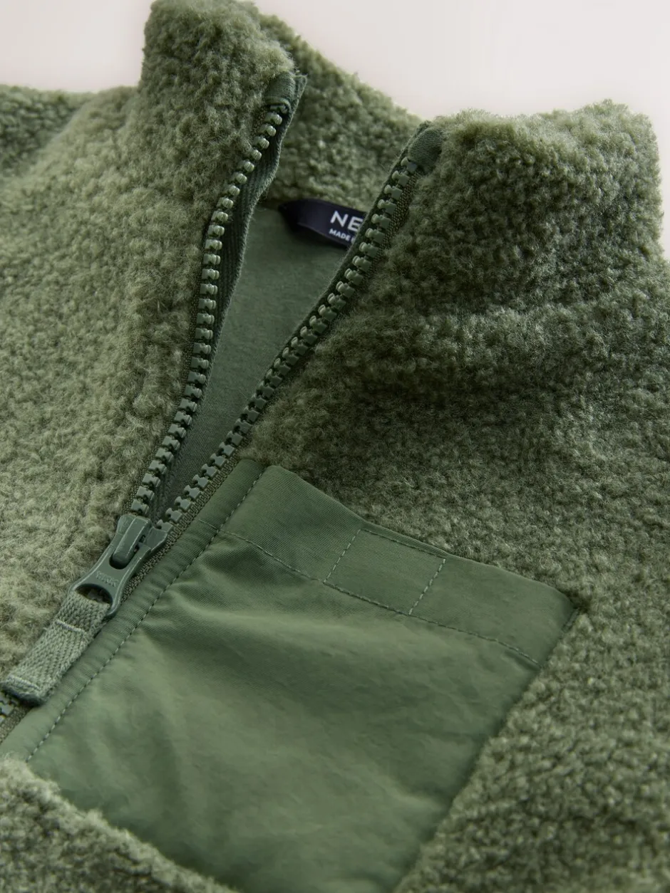Truien En Breisels|Jassen, Jacks En Kinderwagenpakjes*Next Mineraalkleurig - Effen fleece met rits en trechterhals (3mnd-7jr)