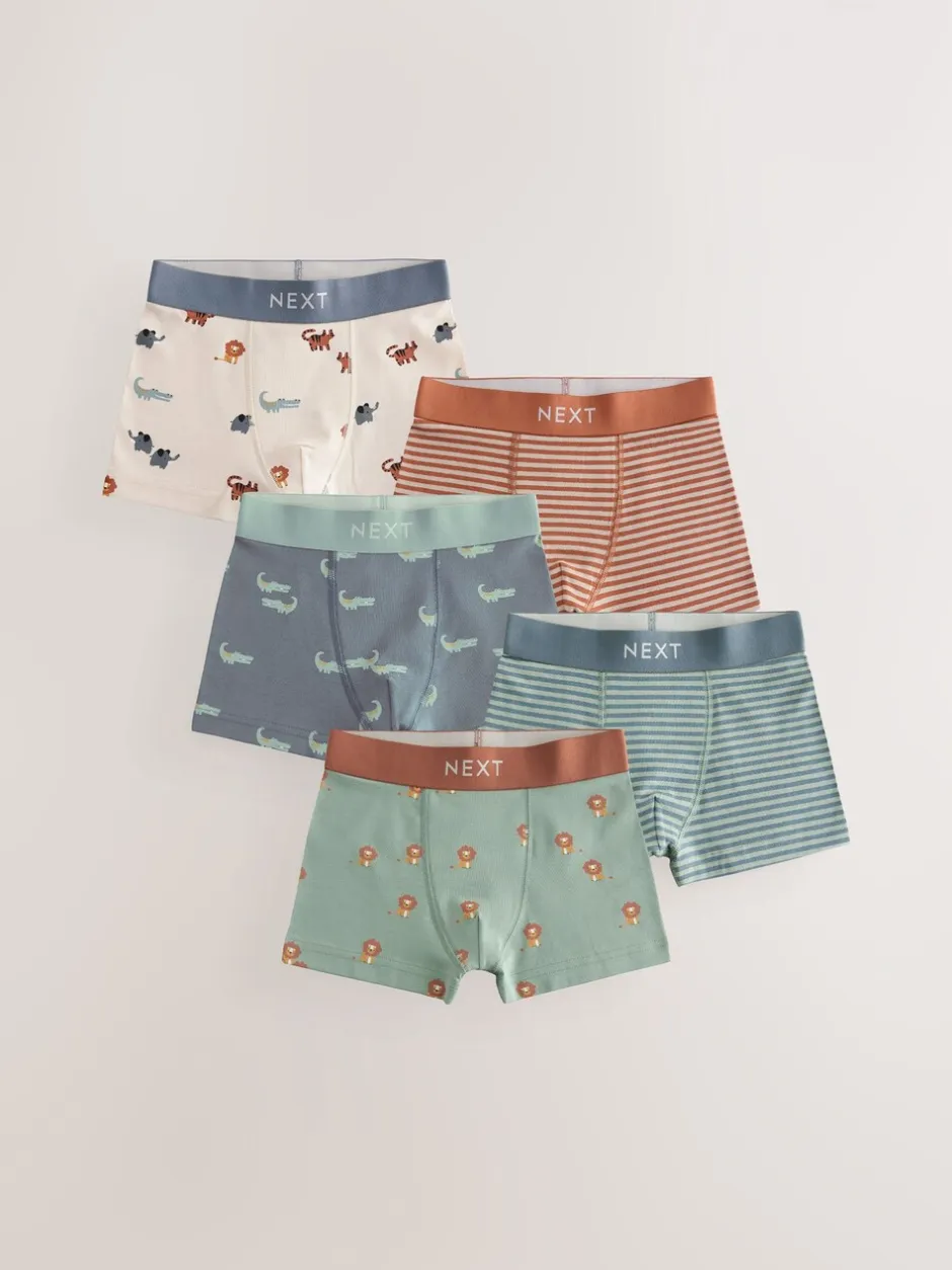 Ondergoed|Next - Junior karakter trunks 5 verpakking (1,5-16jr) Mini-safariprint