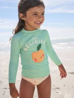 Badkleding|Badkleding*Next - Long Sleeve Sunsafe Swim Set (3mths-7yrs) Mint Green Gingham Fruit