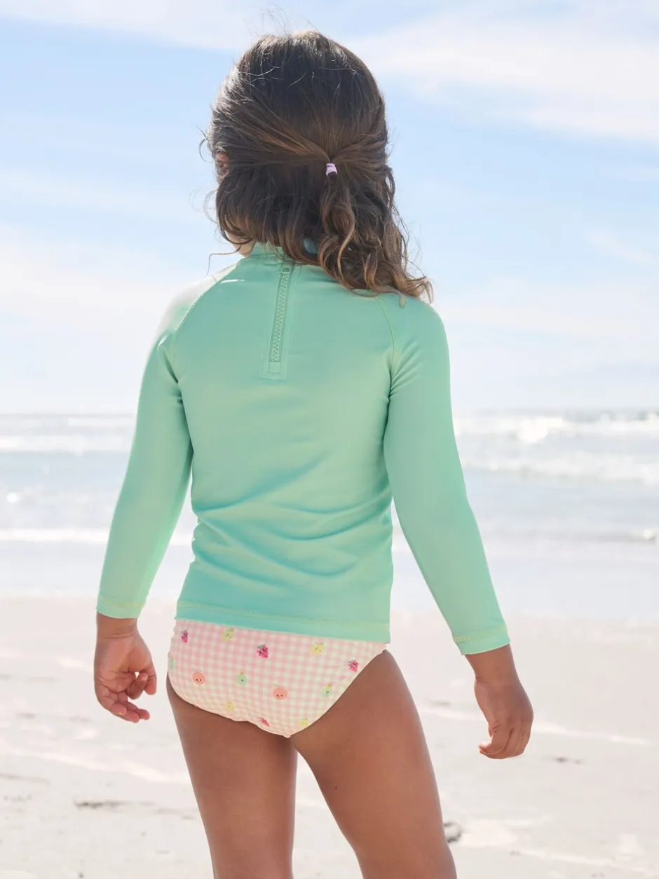 Badkleding|Badkleding*Next - Long Sleeve Sunsafe Swim Set (3mths-7yrs) Mint Green Gingham Fruit