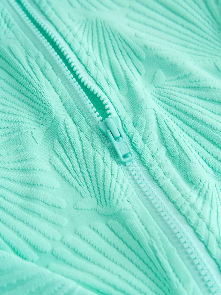 Badkleding|Next - Textured Long Sleeve Sunsafe Swimsuit (3-16yrs) Mint Green Shell