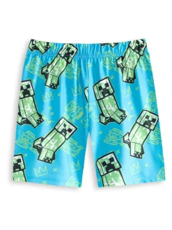 Nachtkleding En Pyjama's|Pyjama's|Vanilla Underground - Boys 100% Cotton Minecraft Short Sleeve Short Leg Pyjamas Set Pack of 2 Mintblauw