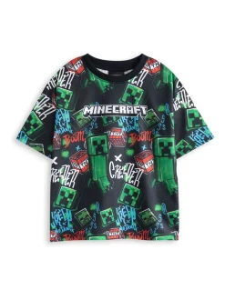 Nachtkleding En Pyjama's|Pyjama's|Vanilla Underground - Boys 100% Cotton Minecraft Short Sleeve Short Leg Pyjamas Set Pack of 2 Mintblauw
