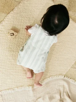 Tuinbroeken|Next Mintgroen gestreept - Babyset van rompertje met korte mouwen en bretelbroek (0mnd -2jr)