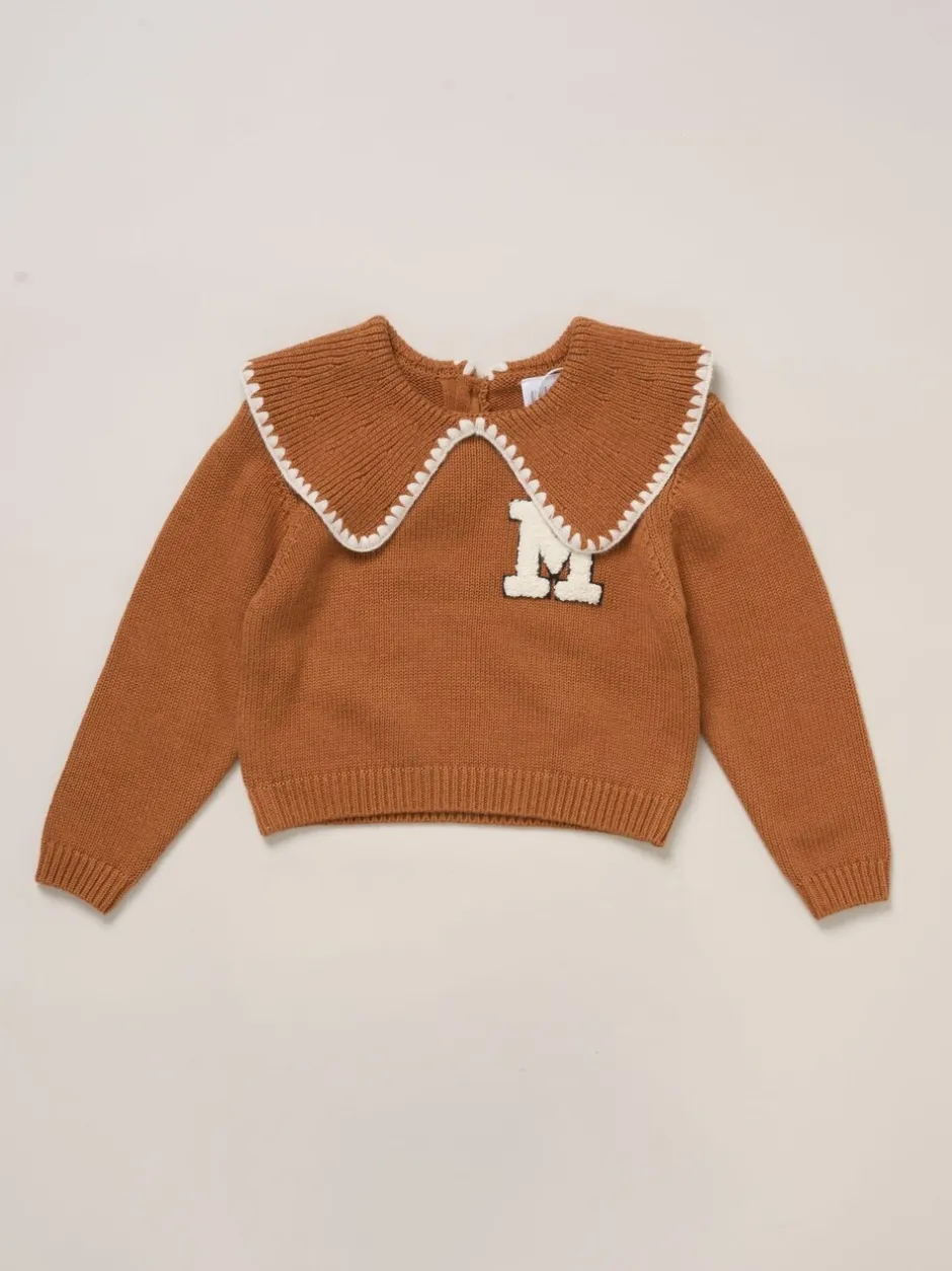 Shorts En Rokken|Miss True Knit Brown Jumper with Woven Collar and Check Skirt Set