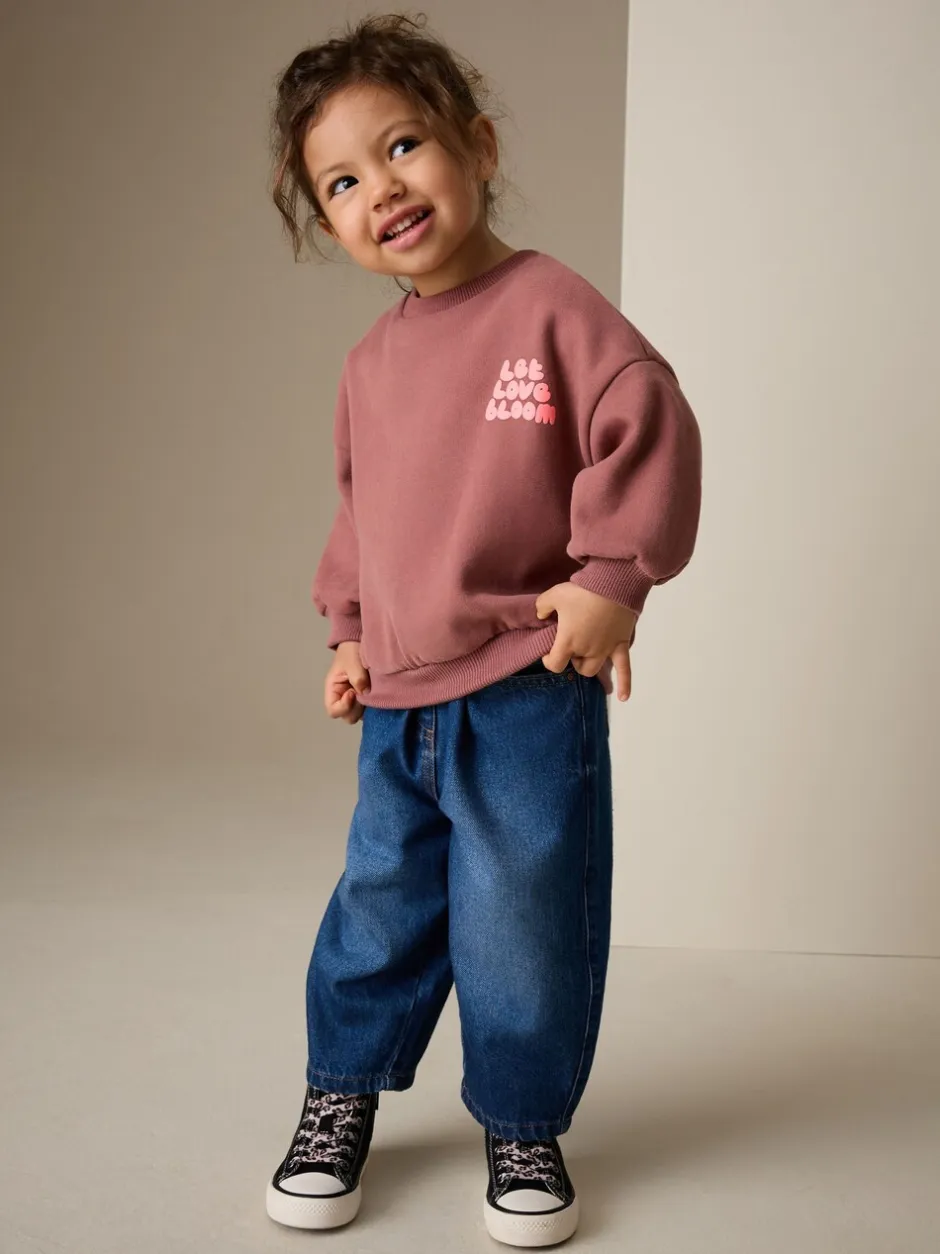 Truien En Breisels|Sweaters En Hoody´S*Next - Sweatshirt met ronde hals (3 mnd-7 jr) Mocha Brown Let Love Bloom