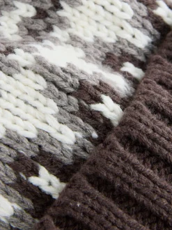 Mutsen, Handschoenen En Sjaals|Next - Beanie-muts met pompon (3mnd-16jr) Mocha Bruin Fairisle