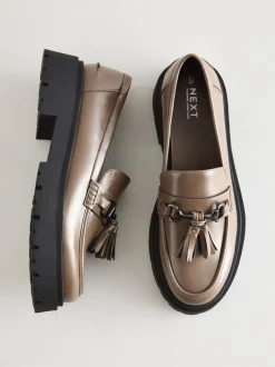 Lage Schoenen*Next - Forever Comfort Chunky Platform Tassel Loafers Mokkabruin