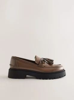Lage Schoenen*Next - Forever Comfort Chunky Platform Tassel Loafers Mokkabruin