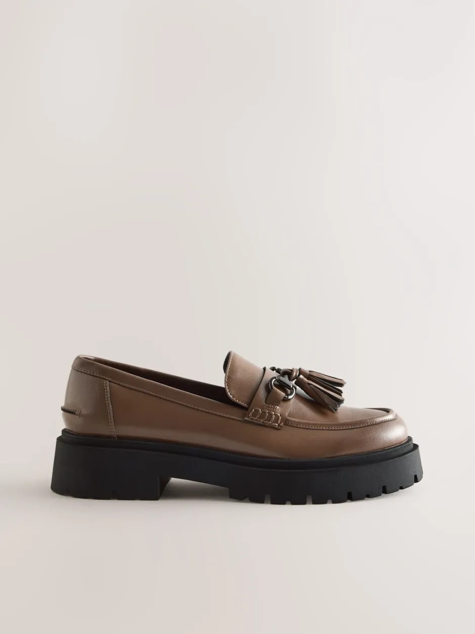 Lage Schoenen*Next - Forever Comfort Chunky Platform Tassel Loafers Mokkabruin