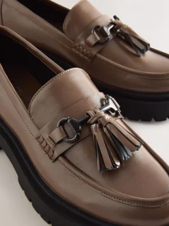 Lage Schoenen*Next - Forever Comfort Chunky Platform Tassel Loafers Mokkabruin