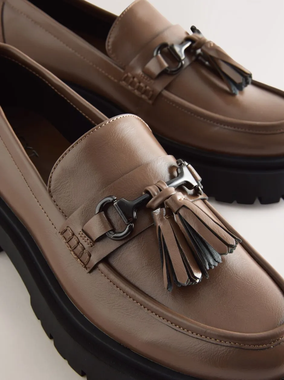 Lage Schoenen*Next - Forever Comfort Chunky Platform Tassel Loafers Mokkabruin