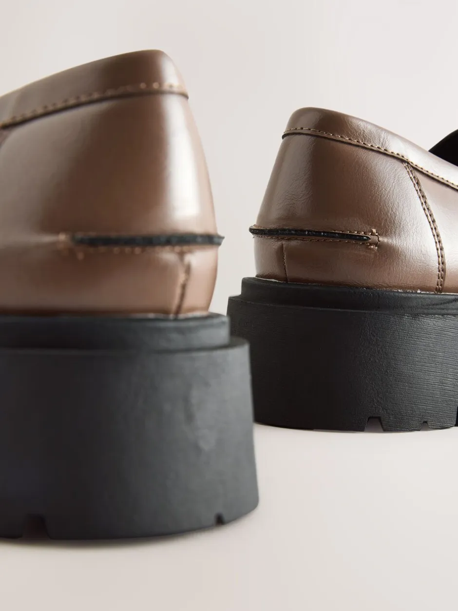 Lage Schoenen*Next - Forever Comfort Chunky Platform Tassel Loafers Mokkabruin