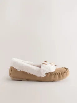 Pantoffels|Alle Nacht- En Loungekleding*Next Mokkabruin - Moccasin Suede Slippers