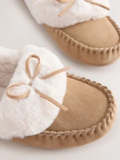 Pantoffels|Alle Nacht- En Loungekleding*Next Mokkabruin - Moccasin Suede Slippers