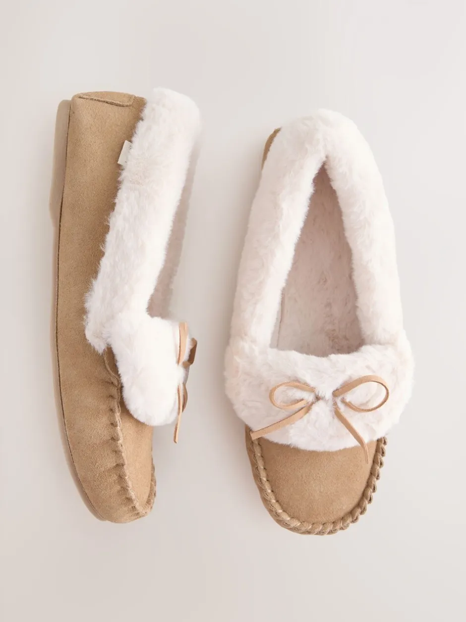 Pantoffels|Alle Nacht- En Loungekleding*Next Mokkabruin - Moccasin Suede Slippers