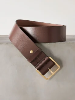 Ceintuurs*Next - N. Premium brede leren riem, Made in Italy Mokkabruin