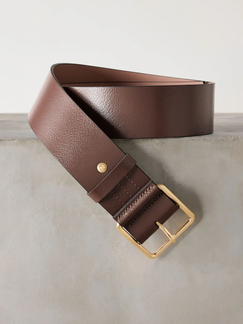 Ceintuurs*Next - N. Premium brede leren riem, Made in Italy Mokkabruin