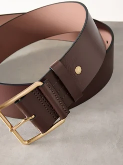 Ceintuurs*Next - N. Premium brede leren riem, Made in Italy Mokkabruin