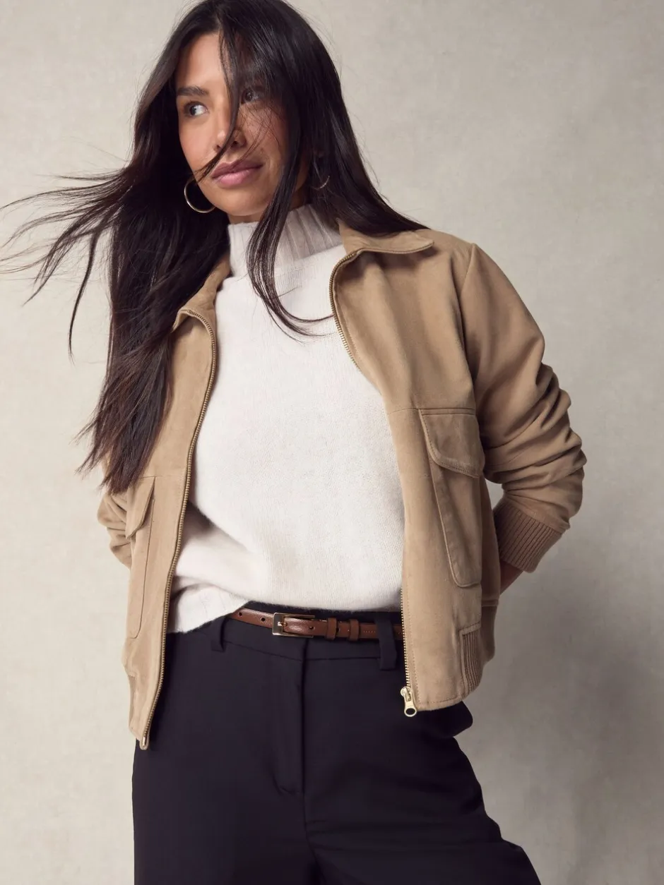 Ceintuurs*Next - N. Premium skinny Made In Italy leren riem Mokkabruin