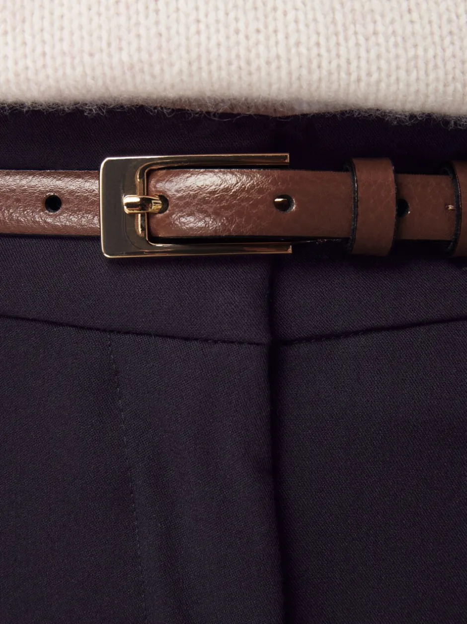 Ceintuurs*Next - N. Premium skinny Made In Italy leren riem Mokkabruin