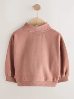 Sweaters En Hoody´S*Next Mokkabruin - Sweatshirt met kwartrits (3mnd -7jr)