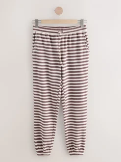 Pyjama's|Loungewear*Next Mokkabruin gestreept - Cosy Waffle Long Sleve Pyjamas 2 Pack