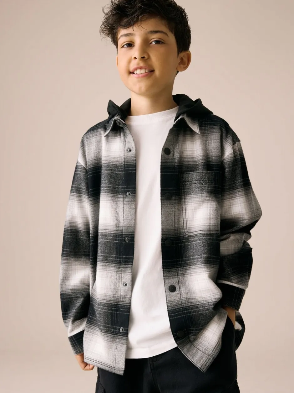Shirts*Next - Geruit overhemd met capuchon en lange mouwen (3 - 16 jr) Mono Core