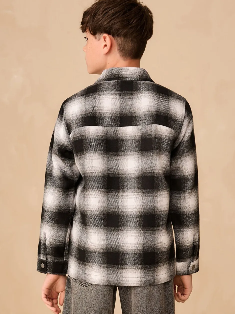 Shirts*Next - Overshirt met rits en ruitjes (3-16jr) Mono Core zwart-wit