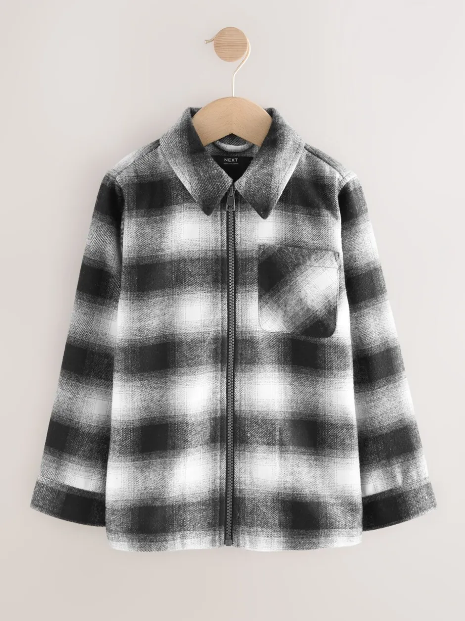 Shirts*Next - Overshirt met rits en ruitjes (3-16jr) Mono Core zwart-wit