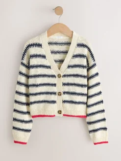 Gebreide Kleding*Next Mono Streep - V-Neck Stitch Cardigan (3-16yrs)