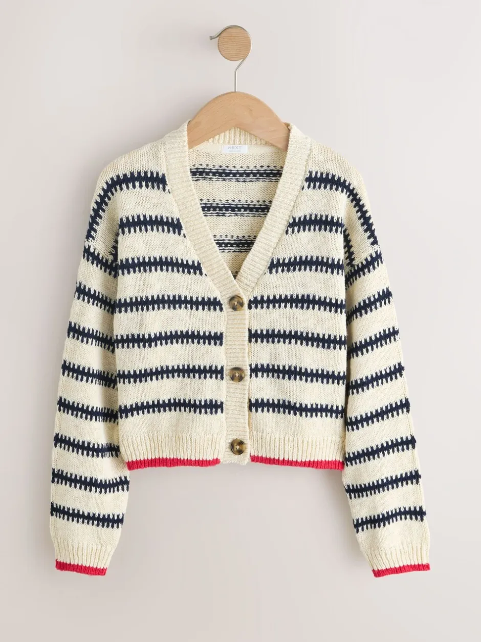 Gebreide Kleding*Next Mono Streep - V-Neck Stitch Cardigan (3-16yrs)