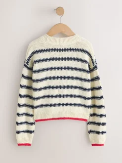 Gebreide Kleding*Next Mono Streep - V-Neck Stitch Cardigan (3-16yrs)