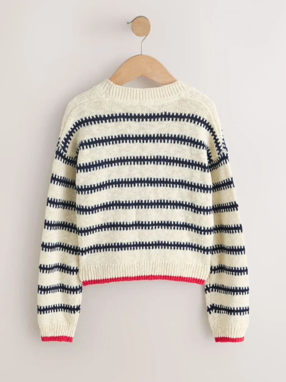 Gebreide Kleding*Next Mono Streep - V-Neck Stitch Cardigan (3-16yrs)